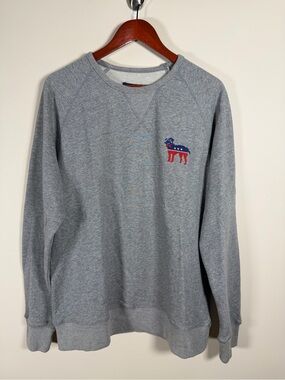 Harding Lane Men'sCrewneck Sweatshirt with Small Stars & Stripes Dog Embroidery